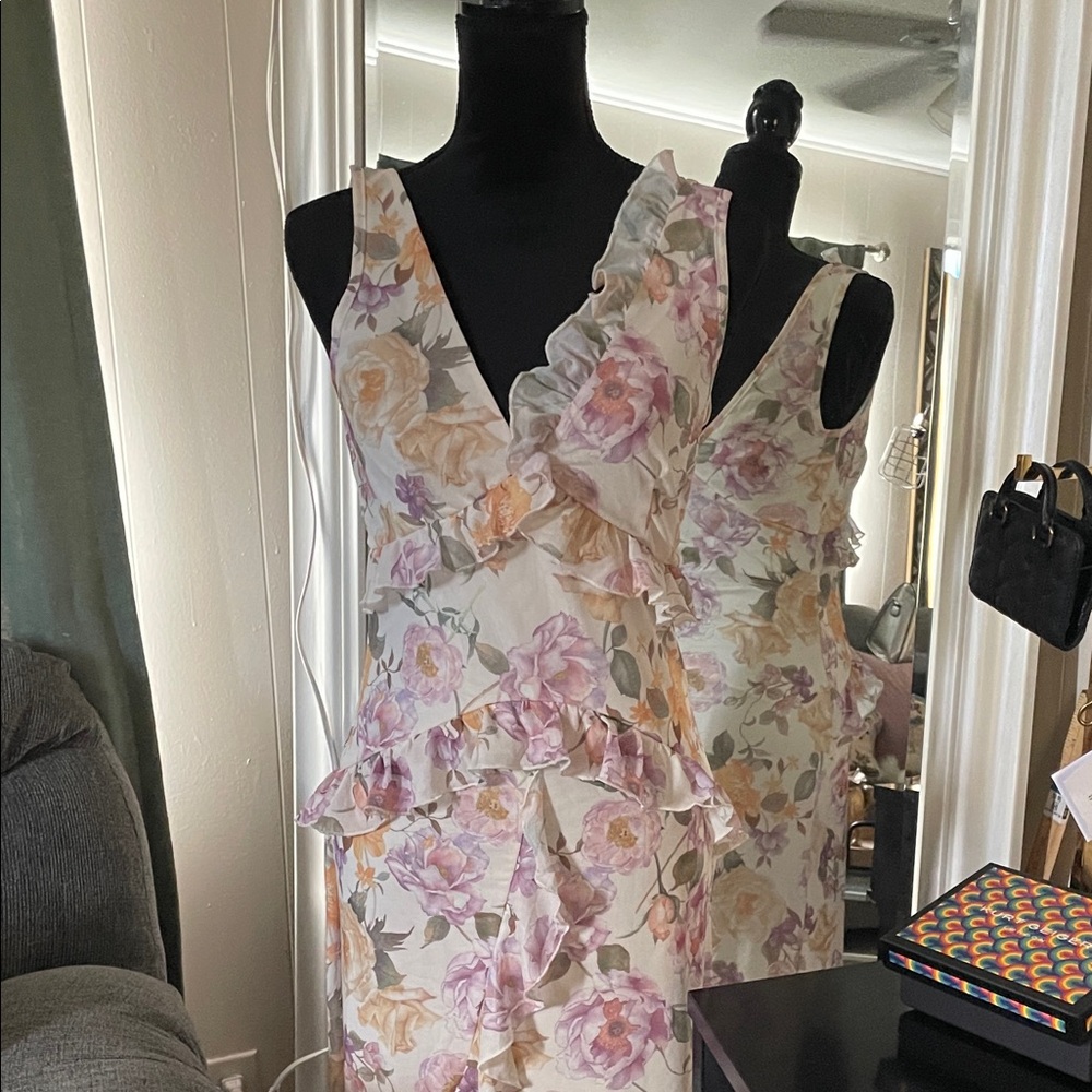 SHEIN Asymmetrical Floral Dress with Ruffles